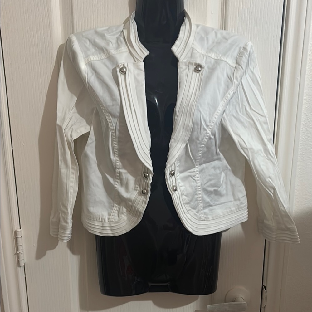 Y2K White Cropped Blazer with Notched Lapel